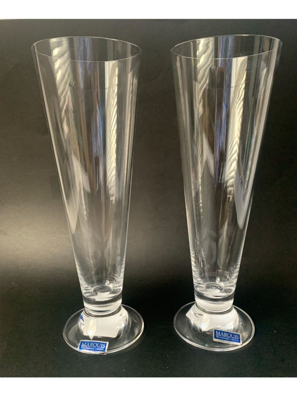 2 Marquis By Waterford Lead Crystal Pilsner Glasses Vintage Barware Austria